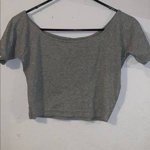 Grey off the shoulder crop top